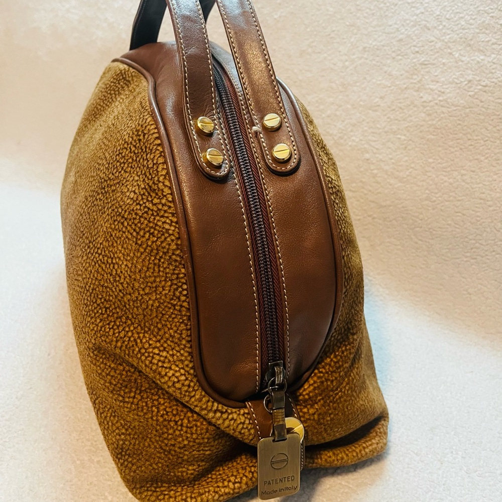 Borbonese Redwall Quail Suede Large Handbag - Picture 3 of 12